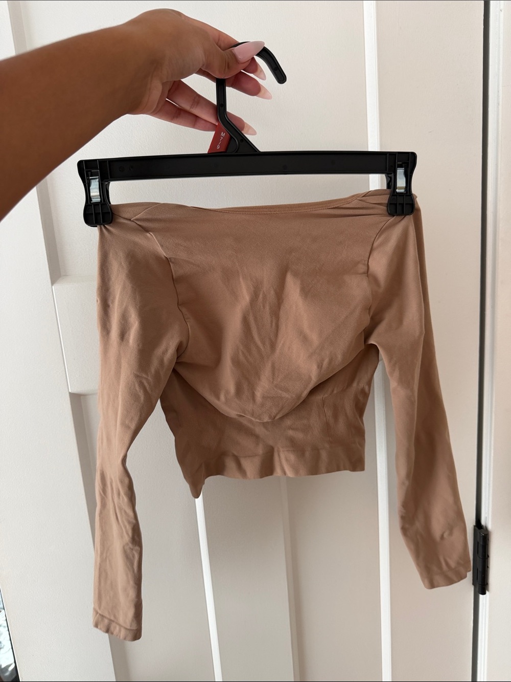 SKIMS Taupe Long Sleeve Off-Shoulder Top